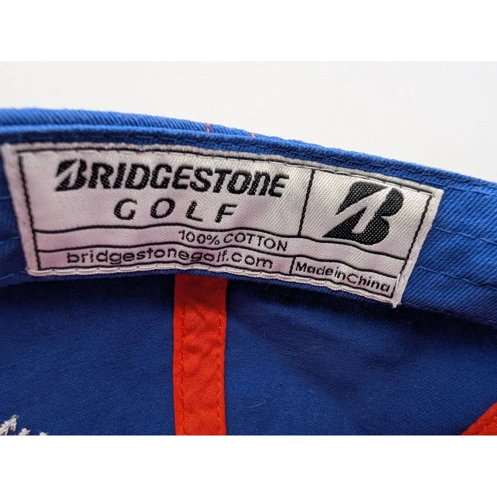 Bridgestone Golf Hat Blue Orange Embroidered Logo Adjustable Strapback Cap